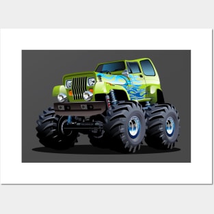 Cartoon monster truck Posters and Art